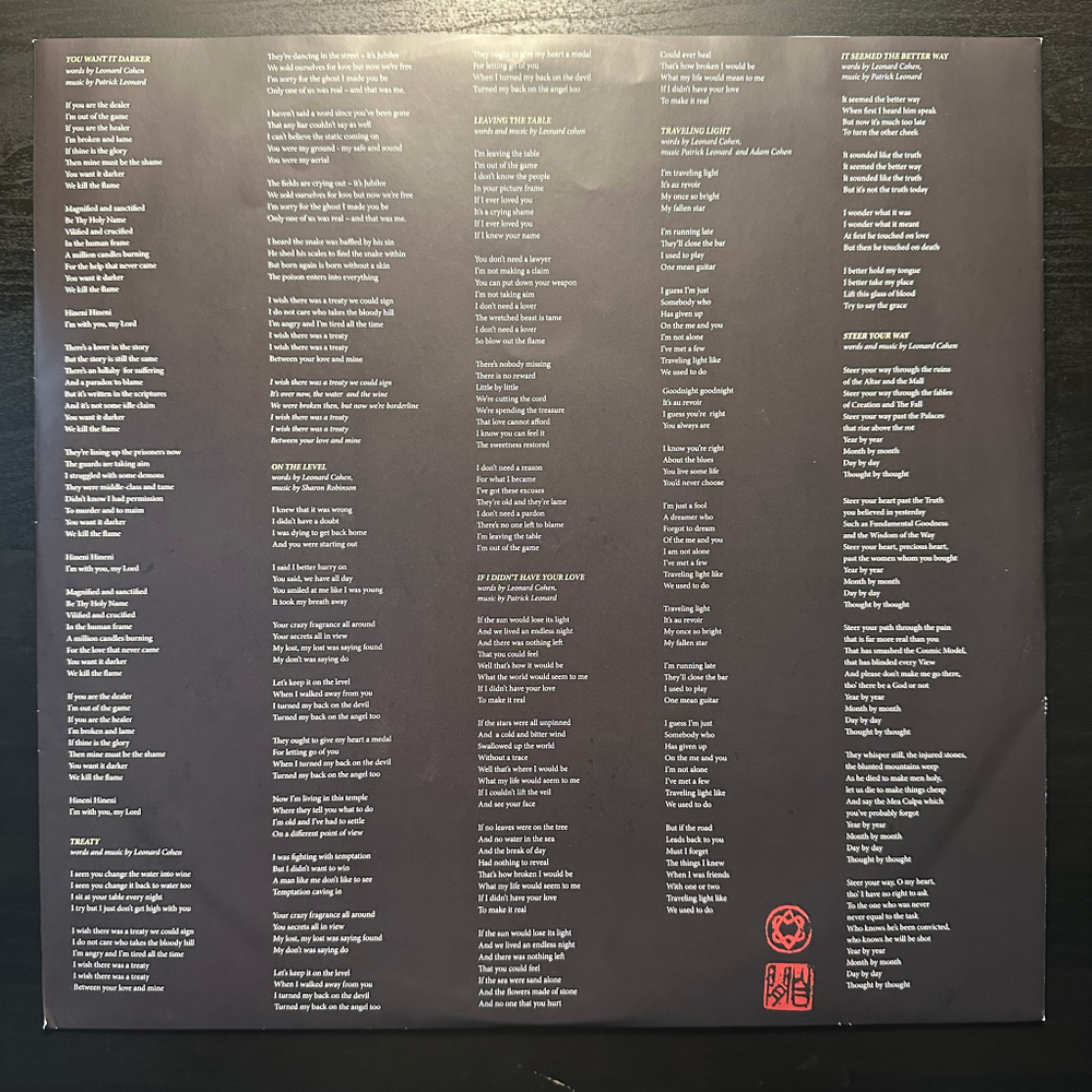 Leonard Cohen - You Want It Darker (Европа 2016г.)