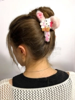 Заколка крабик краб для волос пушистый плюшевый Hello Kitty