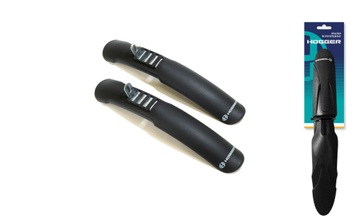 Крылья HOGGER 12-16", к-кт перед./задн., крепеж: перед. за бустер вилки, задн. одинарное за раму; пластик, черный