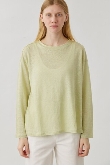 Топ из льна фисташкового цвета