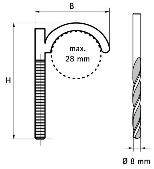 Дюбель крюковой Walraven BIS 115 мм для одной трубы до 28 мм (арт. 0852080)