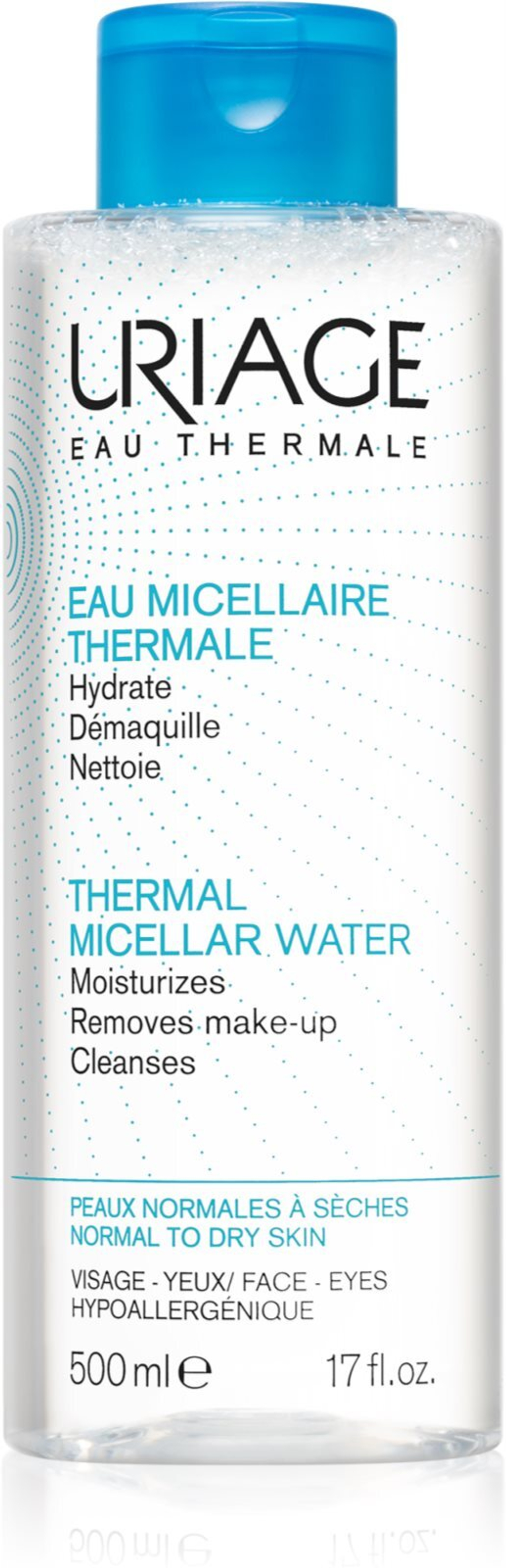 Uriage Hygiene Thermal Micellar Water - Normal to Dry Skin - очищающая мицеллярная жидкость для нормальной и сухой кожи /   500  ml  / GTIN 3661434009396