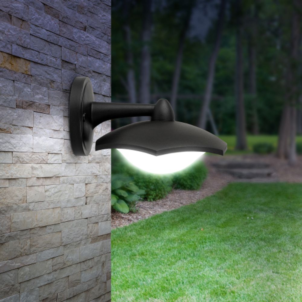 Садово-парковый светильник ЭРА ДБУ 07-8-007 Дели 5 черный 6 гранный настенный IP44 светодиодный 8Вт 6500K