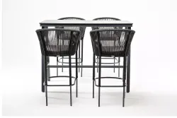 "Рио" барный комплект на 4 персоны, стол HPL "серый гранит", цвет темно-серый