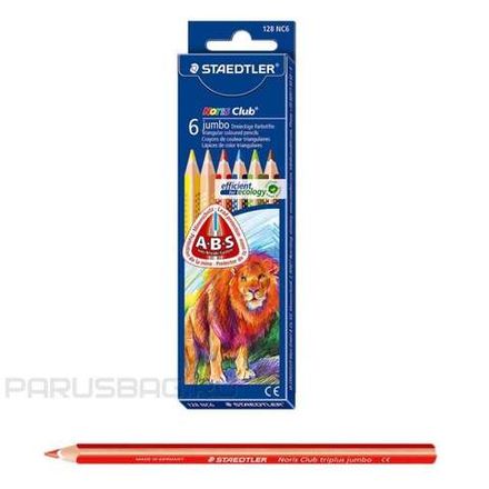 Карандаши цветные трёхгранные 6цв. Staedtler Noris Club 128 Jumbo, утолщённые