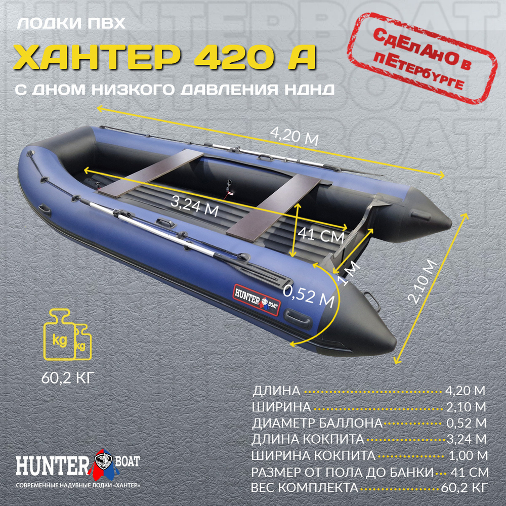 Лодка ПВХ Хантер 420 А