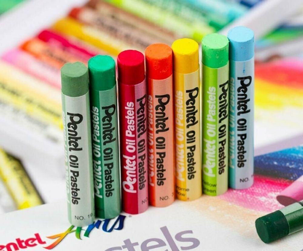 Пастель масляная художественная PENTEL "Oil Pastels", 16 цветов, круглое сечение, картонная упаковка, PHN4-16