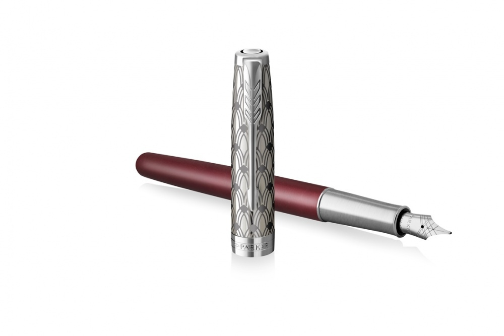 Перьевая ручка Parker Sonnet Premium Refresh RED CT, перо 18K, толщина F, цвет чернил black, в подарочной упаковке