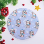 Зеркало косметическое круглое «КОЛЛЕКЦИЯ МАРЦИПАН», новогодние котики, d-7,5см (пакет с подвесом)