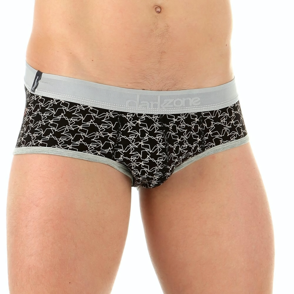 Черные мужские трусы-брифы с принтом в виде звездочек и контрастной резинкой (Размер: M) (Цвет: черный)