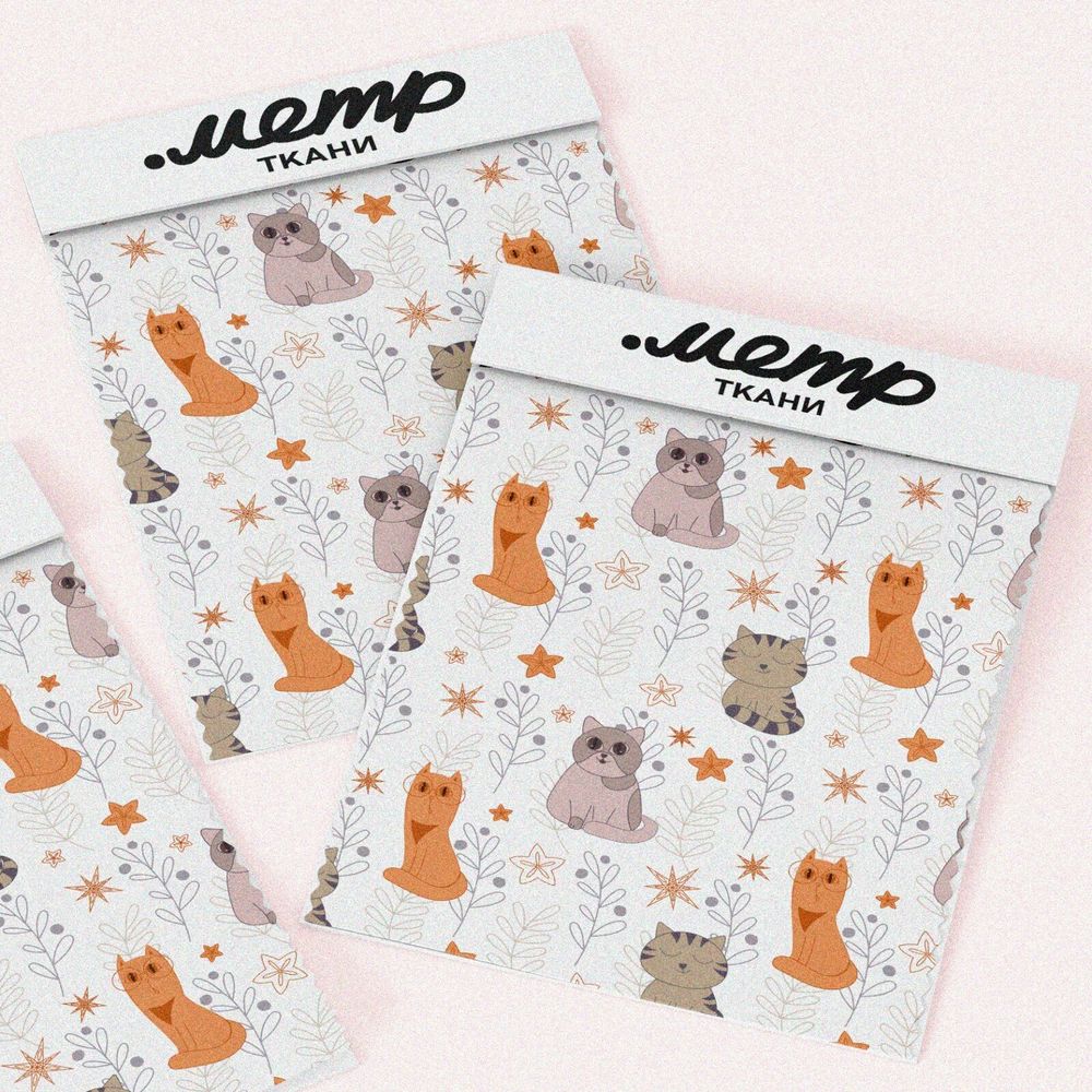 Ткань шелк Армани коты мультяшные