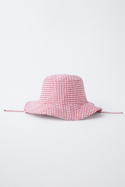 ZARA ПАНАМА В КЛЕТКУ ВИШИ, КРАСНЫЙ/БЕЛЫЙ