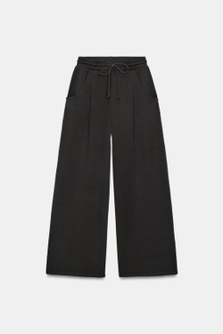 ZARA БРЮКИ BALLOON ИЗ ТРИКОТАЖА ИНТЕРЛОК, ТЕМНЫЙ СВИНЕЦ