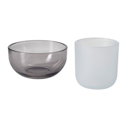 ТАЛЛТИТ TALLTITA Подсвечники 2 шт, серый/матовое стекло