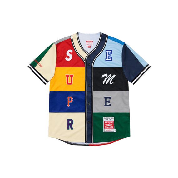 Supreme FW21 Week 12 x Mitchell &amp; Ness Patchwork Baseball Jersey V