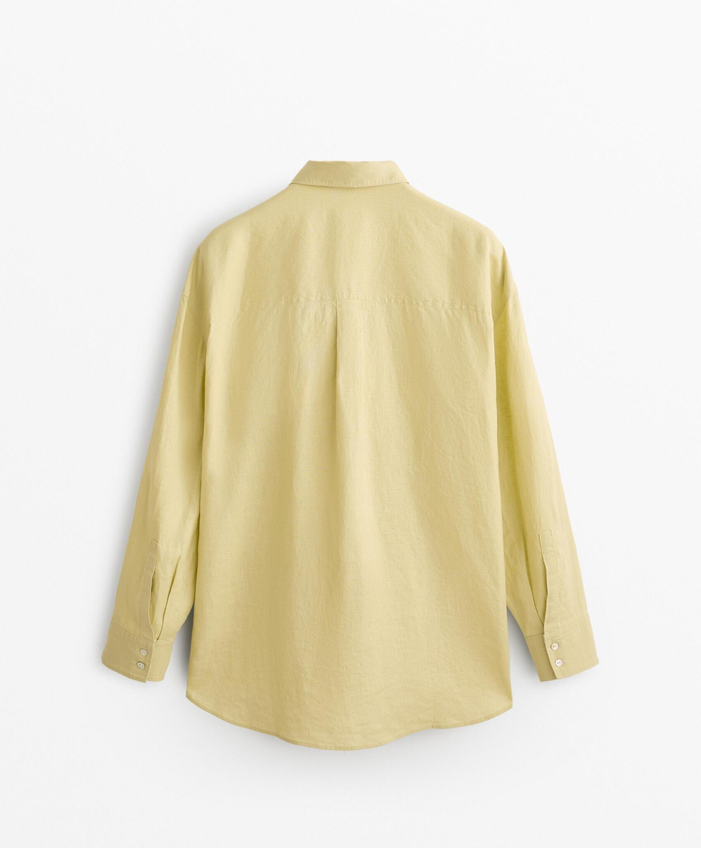 Oysho Рубашка свободного кроя из 100% льна, лимонный