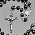 Бусы-розарий из черного агата "Rico La Cara" AMX000161