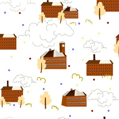 Старые домики из красного кирпича