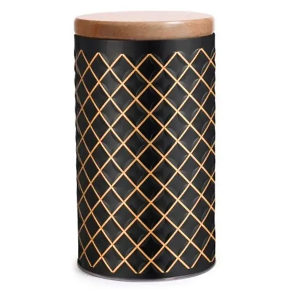 Банка жестяная Classico Nero для сыпучих продуктов, 1,6 л, круглая, с крышкой