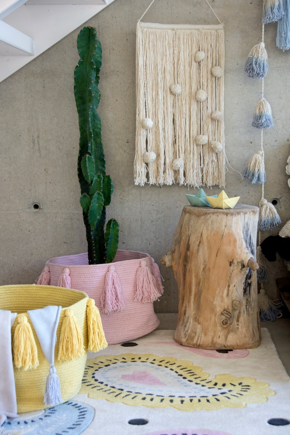 Корзина Lorena Canals Tassels Pink (30 x Ø45 см)