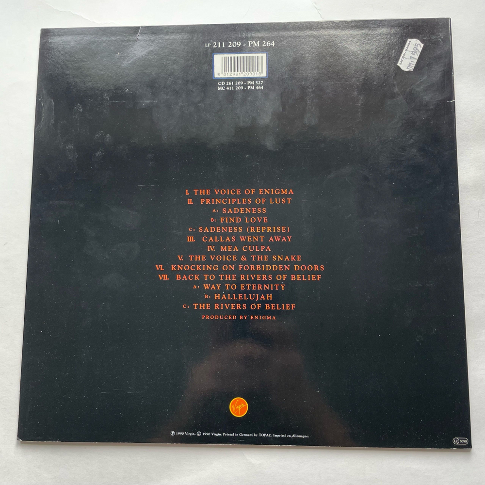 Винтажная виниловая пластинка LP Enigma MCMXC a.D. (Германия 1990)