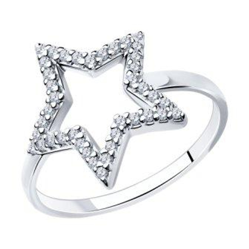 Кольцо из серебра с фианитами