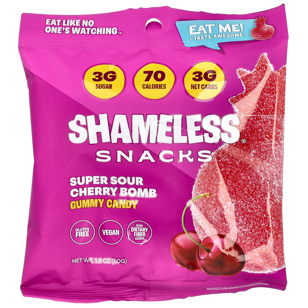 Shameless Snacks, жевательные конфеты, кислая вишня, 6 пакетиков по 50 г (1,8 унции)