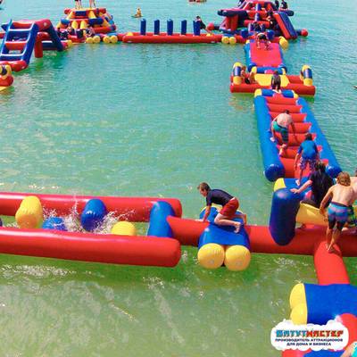 Коммерческий надувной аквапарк на воде «Три стихии» 36×25×4 м