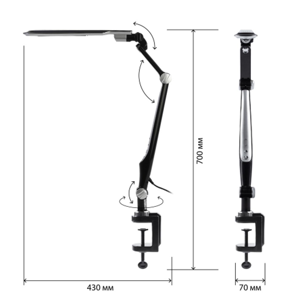 Настольный светильник ЭРА NLED-496-12W-BK светодиодный на струбцине черный | Светодиодные настольные лампы