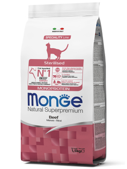 Monge Cat Monoprotein Sterilised Beef корм для стерилизованных кошек с говядиной 1,5 кг