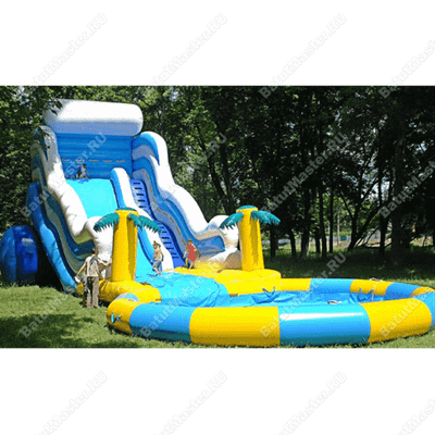 Надувная водная горка с бассейном «Пляжный оазис», 17*6*7 м