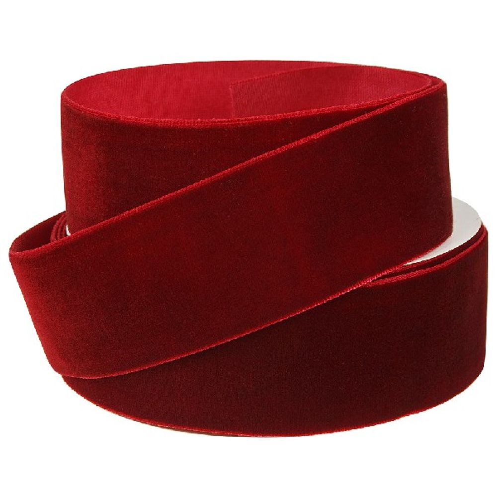 Лента декоративная (бархат) 40ммx10ярд (Бордовый)