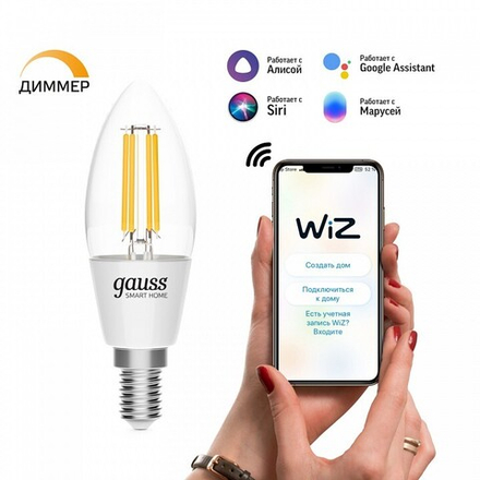 Лампа светодиодная с управлением через Wi-Fi Gauss Smart Home E14 4.5Вт 2700K 1230112