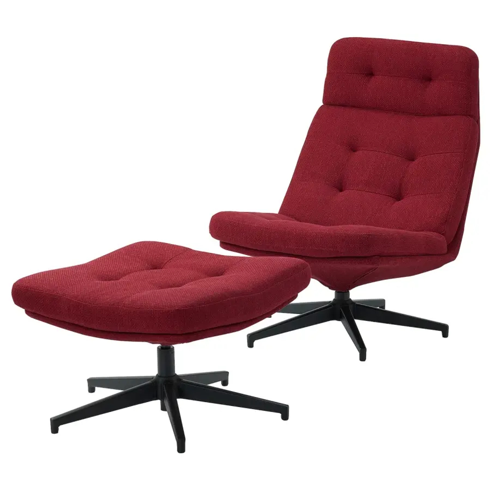 Кресло и пуф - IKEA HAVBERG, 66х99х92 см, красный, ХАВБЕРГ ИКЕА