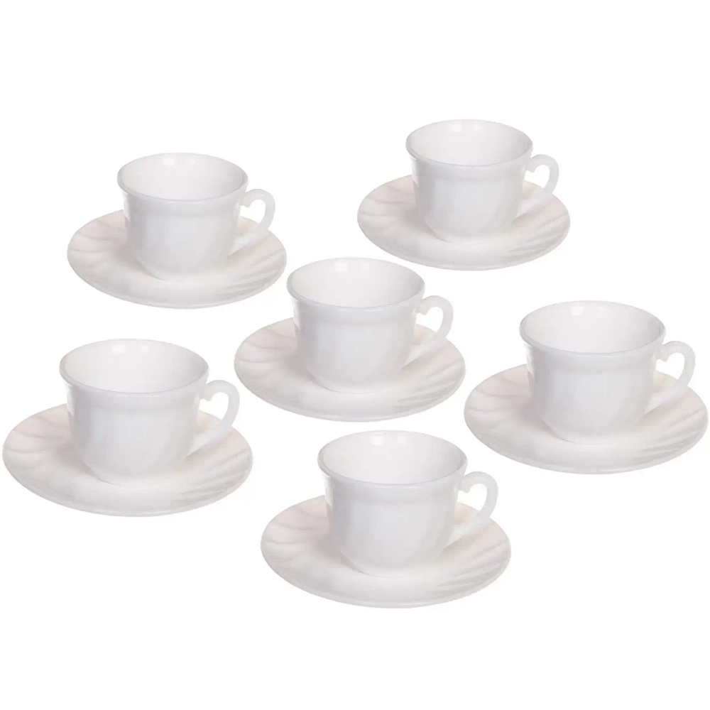 Кофейный набор 12 предметов «White magic» (6кружек 85мл+6блюдец) Волна