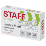 Скрепки STAFF "EVERYDAY" 28 мм оцинкованные 100 шт. в картонной коробке Россия (40 штук в упаковке)