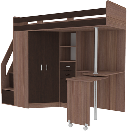 Кровать-чердак КарИВи Мийа Бодего Темный Венге