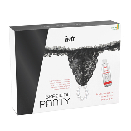 Набор Brazilian Panty Sliding Gel Strawberry + повязка (черная)