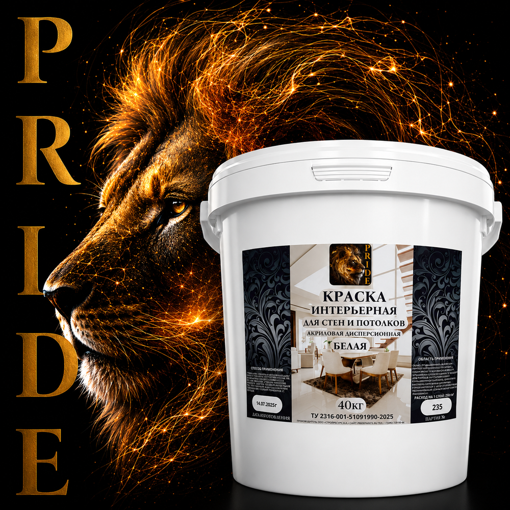 Краска Интерьерная Белая PRIDE 40кг