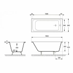 Ванна чугунная Delice Camelot Elite DLR230616R-AS 180х80 белая