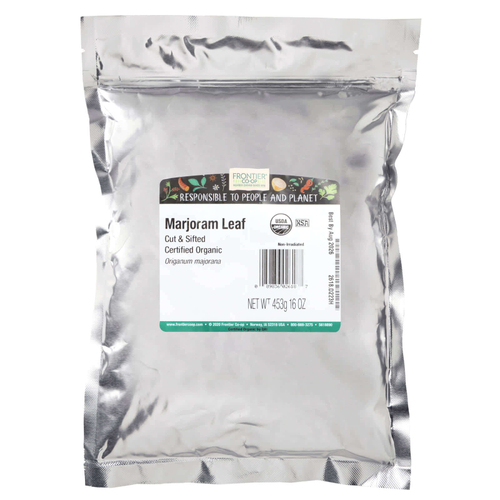 Frontier Co-op, Органические нарезанные и просеянные листья майорана, 453 г (16 унций)