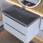 Тумба с раковиной для ванной Uperwood Tanos-Classic Quartz 80 см, белая графит/бетон