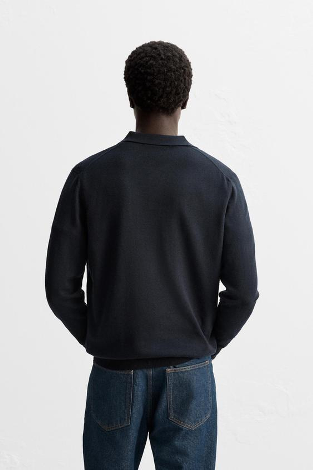 ZARA ПОЛО ИЗ МЕРИНОСОВОЙ ШЕРСТИ, МОРСКОЙ СИНИЙ