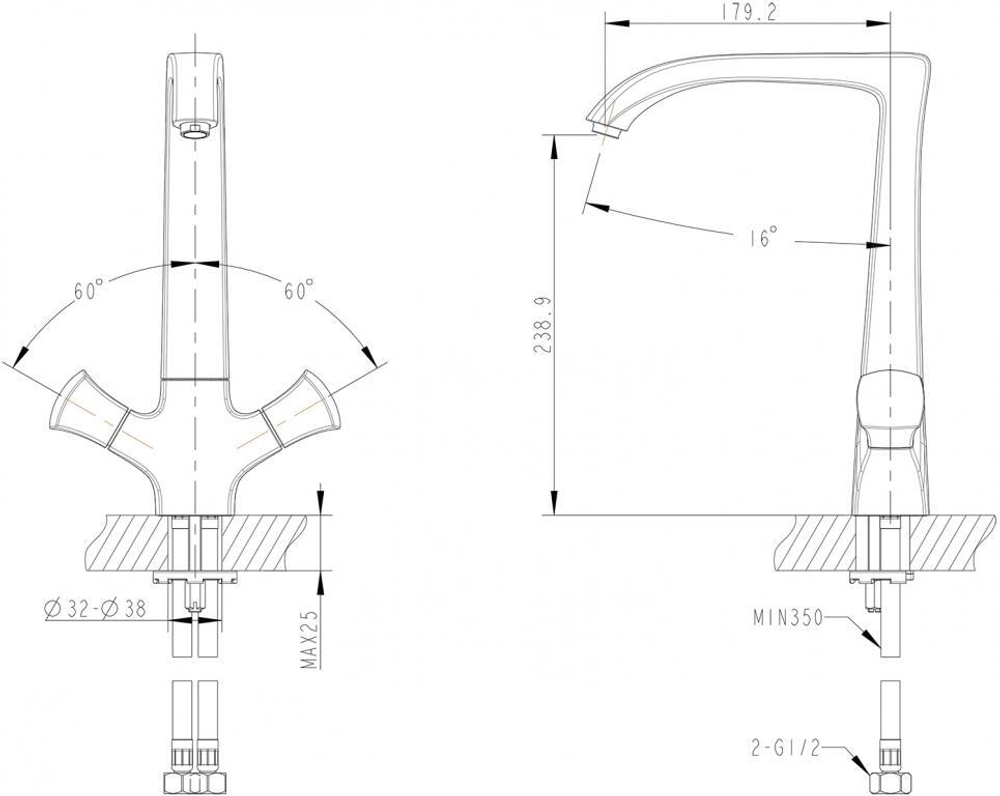 Смеситель для кухни Bravat Whirlpool