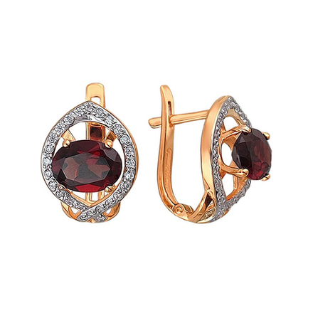 Серьги с гранатом из серебра 925 пробы JA-S-11272А-2