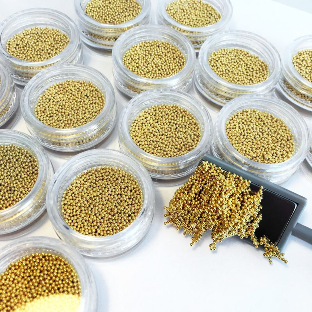 Бульонки для дизайна ногтей металлические, золото