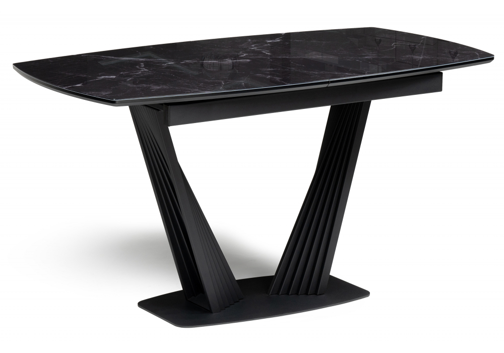 Стол стеклянный Woodville Вейл 140(180)х80 черный мрамор, черный
