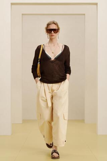 ZARA ШИРОКИЕ БРЮКИ-КАРГО С ВЫТОЧКАМИ, БЕЖЕВЫЙ