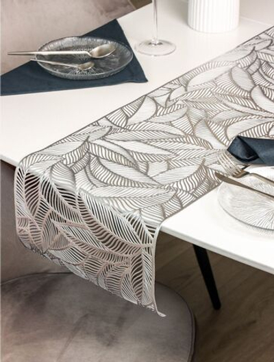 Серебристая дорожка на стол «Листопад» (30х150 см) (Цвет: не задано)