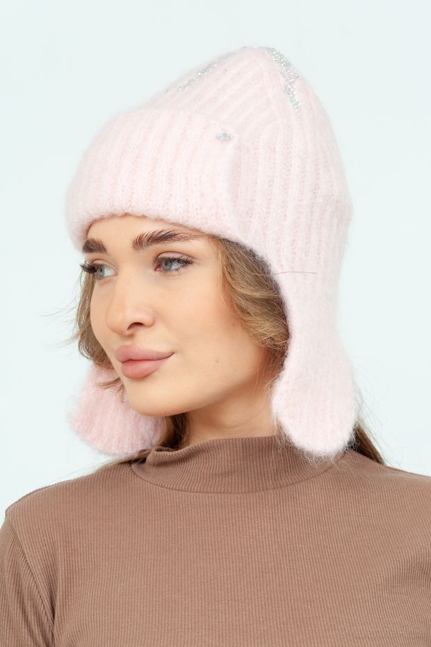1121 UO Ушанка (Пудра / 57-58 / - / 30х30х6 / 57 / Розовый / Шерсть / 0.3)